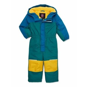 Swiss Tech Kids Puffer Jacket - Teal Blue Green and Yellow